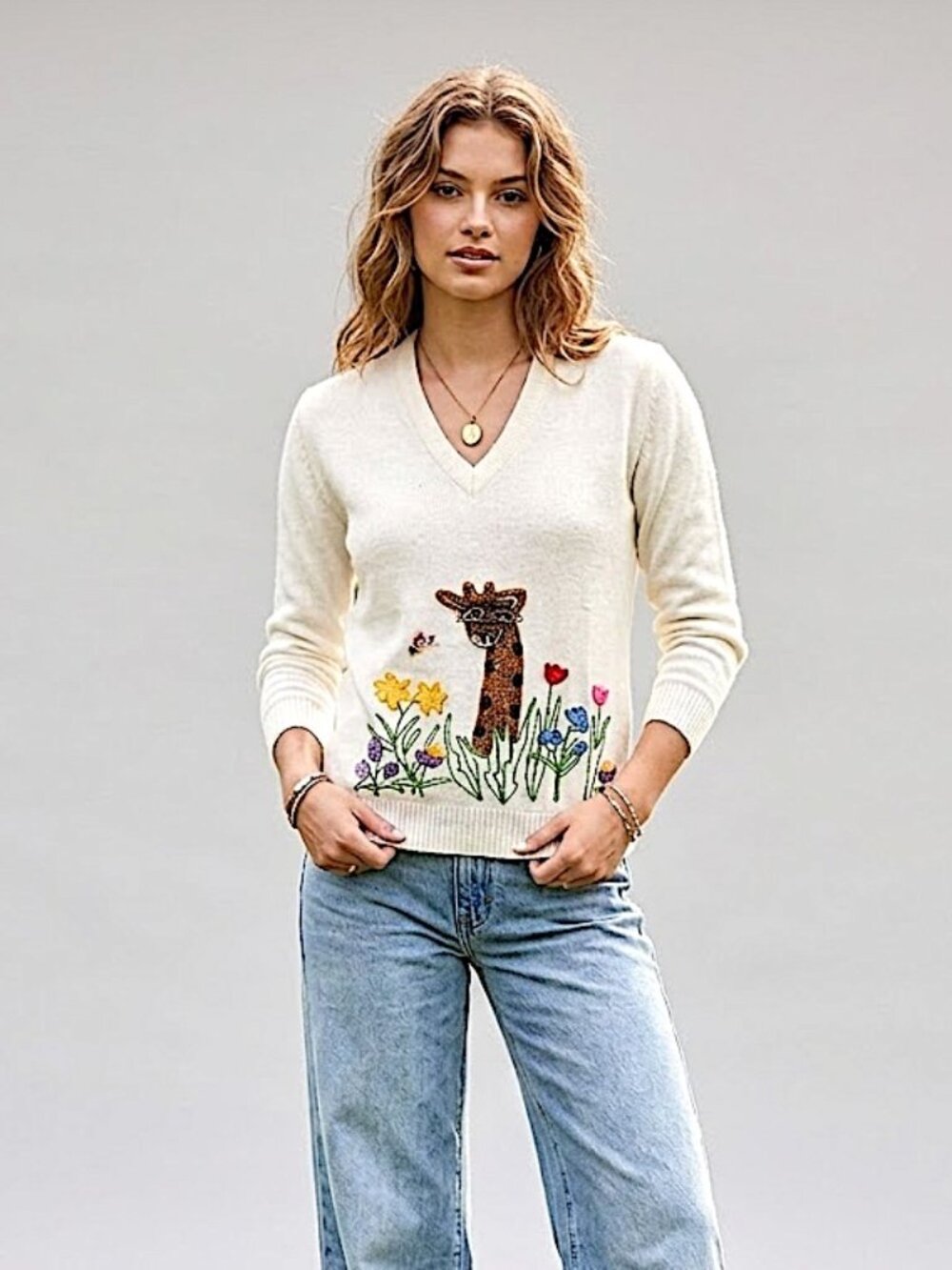 Vintage Embroidered Giraffe Sweater SEE DESCRIPTION
